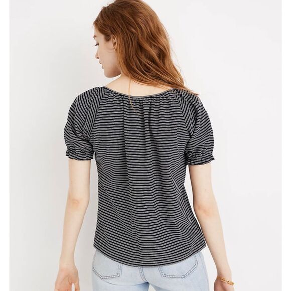 Madwell Texture and Thread peasant top in stripe - Picture 3 of 12